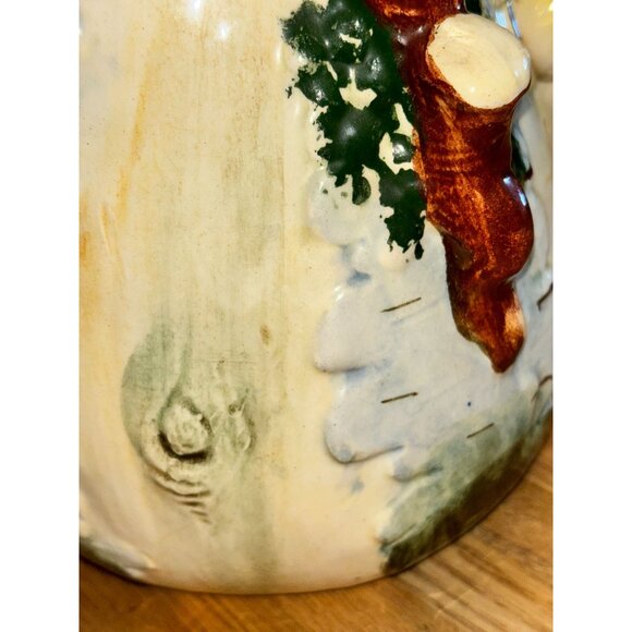 Antique Majolica Birch Tree Vase with applied Pears and Leaves 11 - Picture 13 of 16